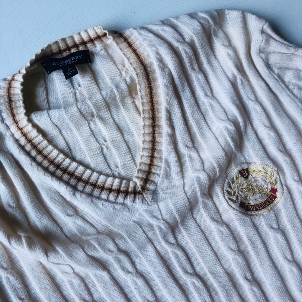 BURBERRY Cable Knit Long Sleeve Sweater Size S